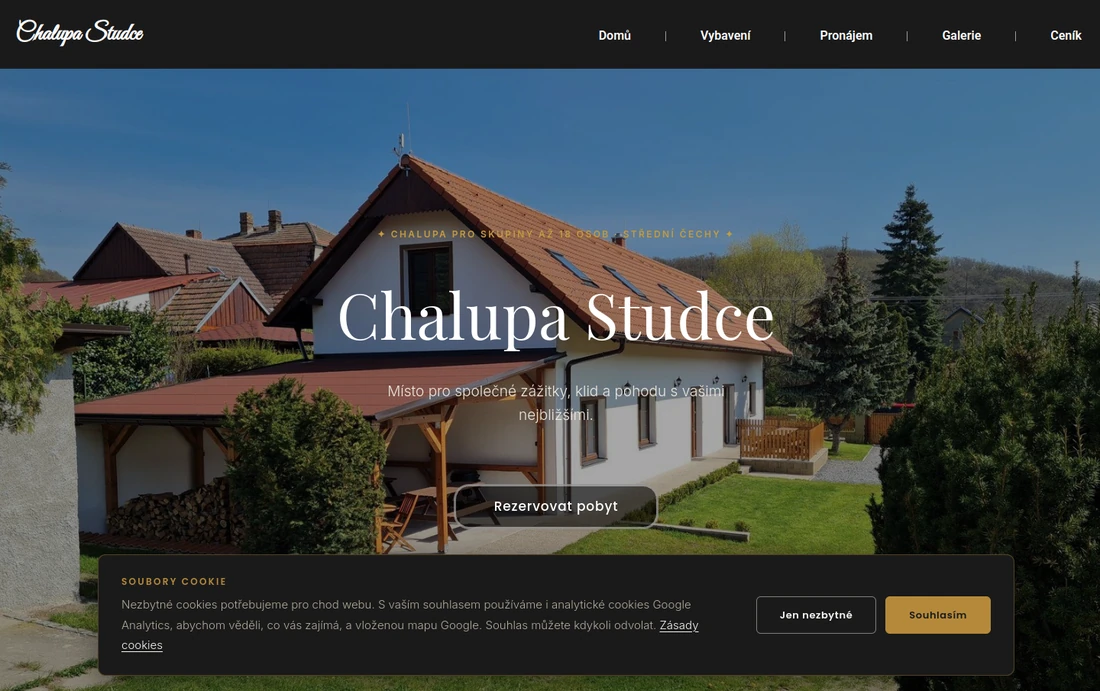 Ukázka webu Chalupa Studce