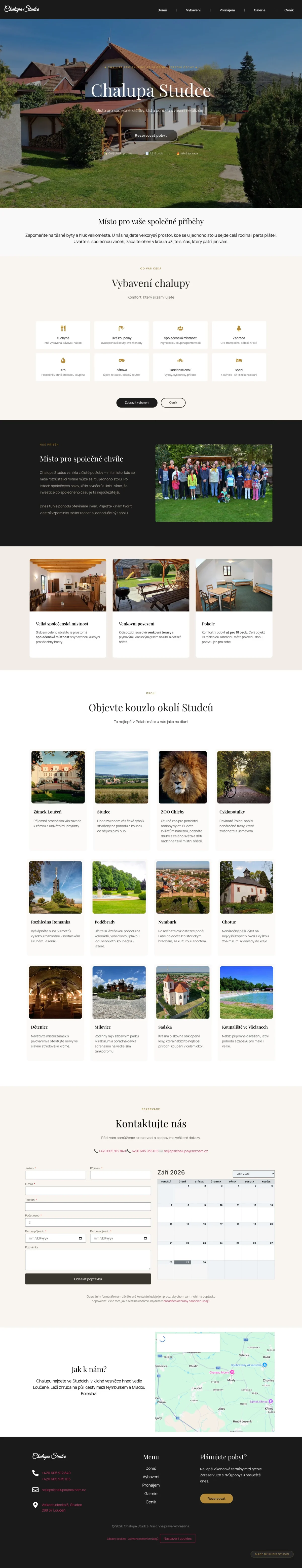 Chalupa Studce – náhled webu