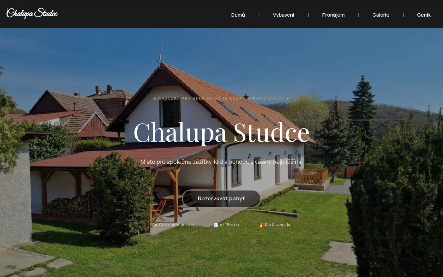 Chalupa Studce – náhled webu
