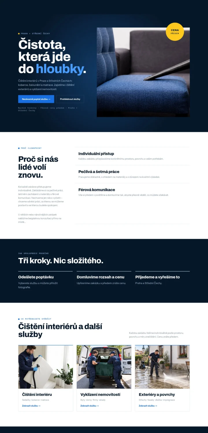 CleanPoint – náhled webu