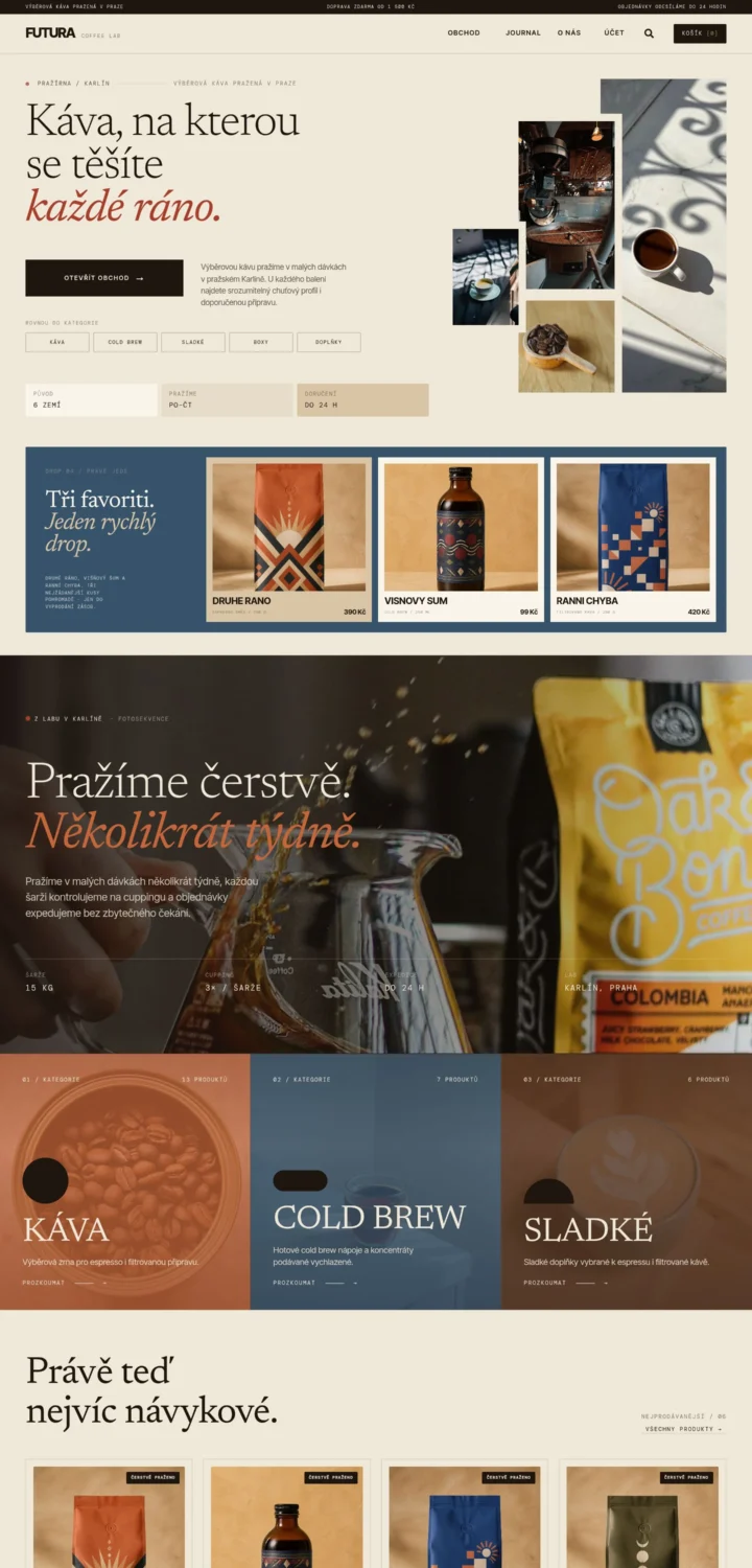 Futura Coffee Lab – náhled webu